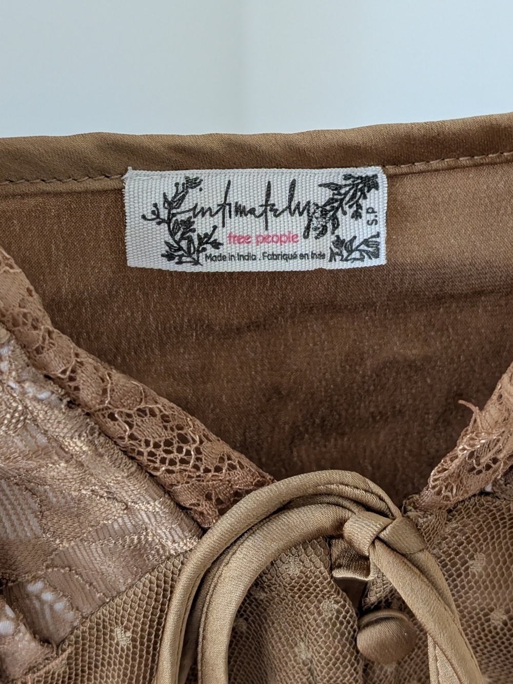 NEW Free People Intimately See Me Now Lace-Trim Corset Cami in Cognac Brown - S - Picture 8 of 9